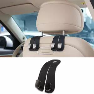 옴펠러스 자동차 지갑 홀더 및 가방용 더블 훅 가죽 헤드레스트 후크 다기능 시트 정리 액세서리(블랙 1PC)