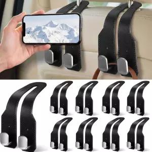 아웃투스 8개 카 헤드레스트 후크 지갑 홀더 카시트 범용 가죽 가방 핸드백 식료품 가방용 더블 메탈 시트