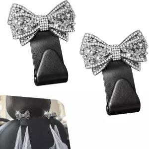 테이북 2 PCS 블링 보우 핸드백 후크 귀여운 시트 헤드레스트 자동차 실내 장식 액세서리 대부분의 트럭