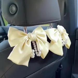 2 PCS 보우 펄 카시트 헤드레스트 후크 - 귀여운 핸드백 소녀스러운 인테리어 장식 액세서리 행거 지갑 및