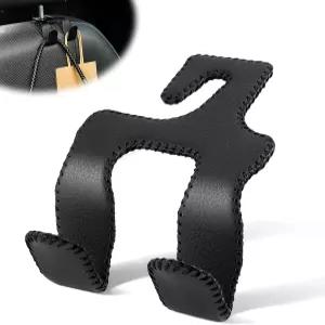 리브티 업그레이드된 고급 가죽 카시트 백 헤드레스트 후크 2 in 1 자동 시트 홀더 지갑 코트 우산 식료품