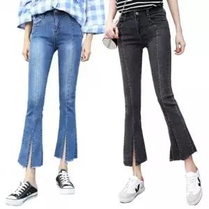 밑단절개청바지 절개 주머니단추 캐주얼 트임청바지_19943279_667501