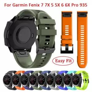 Garmin Fenix 7X 6X Pro 5X 3 3HR 실리콘 용 26mm 22mm 퀵 릴리스 시계 밴드 7 6 5 Easy Fit