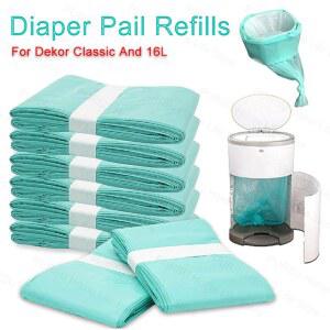 8PCS 기저귀 페일 리필 매직 쓰레기통 KORBEL 클래식 16L 봉투 라이너 교체 쓰레기 DEKOR