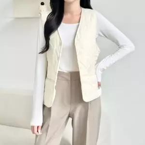 [다잇템] 여성 경량 아가일 조끼 패딩 일상용 누빔 조끼