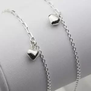 [애슬릿] 925 실버 하트 참 팬던트 투 체인 은 발찌