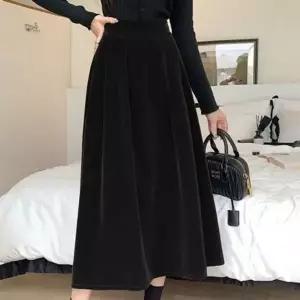 여자 방한 A라인 스타일 벨벳스커트 벨로아 벨벳 주름_20175498_667501