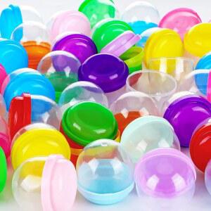 JEXINE 150피스 1CM 2인치 자판기 색상 도토리 머신용 캡슐 12가지 벌크 검볼 클로 게임 선물 프로스티 리필 파티 장난감 클리어 상품