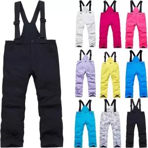 남아 여아 보온 스키 턱받이 10대 방수 방풍 온열 스노우 팬츠 조절 가능 스트랩 오버롤