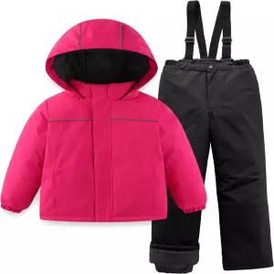 M2C 남아 여아 2피스 스노우슈트 두꺼운 패턴 스키 재킷 및 바지