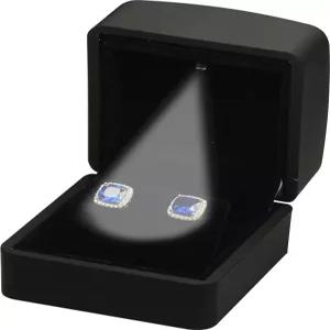 결혼식 프로포즈 생일 선물 상자...남성용 조명이 있는 고급 LED 다이아몬드 스터드 귀걸이 보석 상자