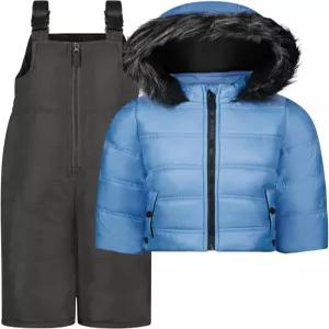 제시카 심슨 걸스의 후드 재킷과 스키 빕 오버롤이 있는 투피스 단열 겨울 스노우수트