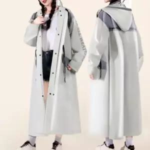 여성용 일상 루즈핏 후드형 비옷 코트