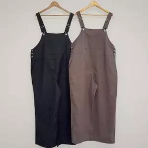 [신상오픈런]여성 빅사이즈 멜빵 오버롤 와이드 코튼 점프수트 포켓 디자인 (41341211)