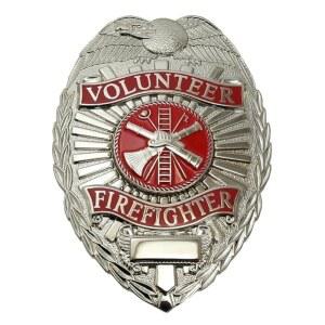 HERO PRIDE VOLUNTEER FIREFIGHTER PIECE BADGE PIN CATCH SEAL DURABLE SILVER SCRAMBLE