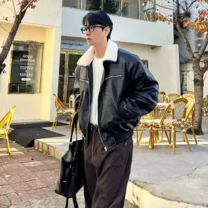 남자 무스탕 레더 패딩 퍼 탈부착 남성 겨울 아우터