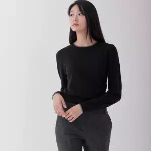 [지센] (3컬러) 에센셜 배색 라운드 니트 풀오버 LFKTOA75