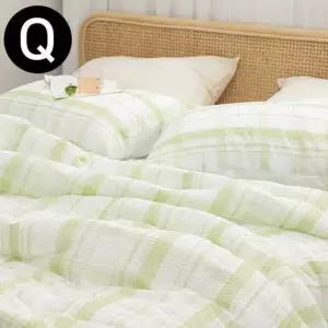 해피니 샤브레 여름 간절기 이불 베개커버세트 퀸 Q 올리브 그린 베개솜 별매
