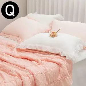 해피니 파스텔 피그먼트 아사면 여름 이불 베개커버세트 퀸 Q 피치핑크 베개솜 별매