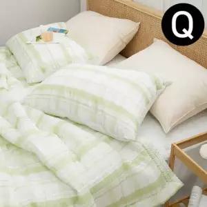 해피니 샤브레 여름 간절기 이불 패드세트 슈퍼싱글 Q 올리브 그린 베개솜 별매