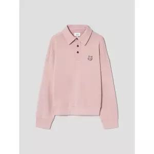 메종 키츠네 남성 볼드 폭스 헤드 플리스 오버사이즈 폴로 스웨트셔츠 - 핑크 클레이