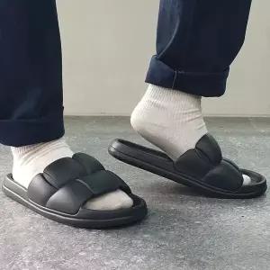 남성용 블랙 ZF 뚱카롱 쿠션 슬리퍼