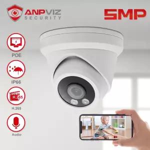 호환 Anpviz 5MP ColorVu IP 카메라 스타라이트 POE 터렛 슈퍼 IR 나이트 비전 30m 오디오 IP66 2.8mm 렌즈