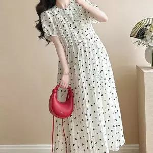 임산부 원피스 빅사이즈 데일리 여름 임부복 원피스 하객룩 루즈핏 나들이 데이트 하트 휴가 여성 주름