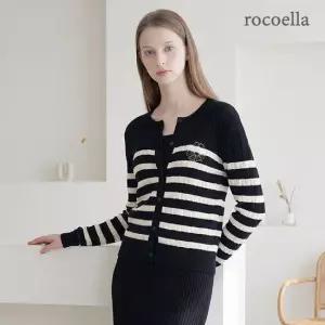 로코엘라 바이브 스탠다드핏 스트라이프 케이블 여성 가디건