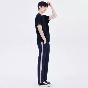[셀러에이드]국내생산 굵은 한줄 네이비 그레이라인 츄리닝 체육복 학교 바지
