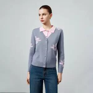 여성니트 봄 폴로 긴팔 니트 고급스러운 패션 자카드 상의 심쿵해외구매