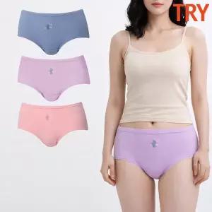 트라이 여성은나노팬티 맥시팬티 면100 순면 삼각 꽃 포인트 3매세트