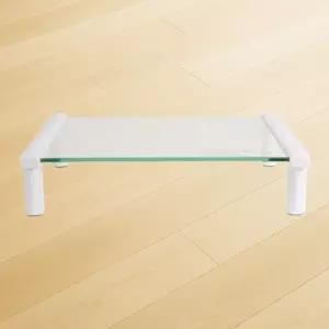 [베스트TOP100]Coms 모니터 지지대 화이트 투명유리 1단 290x210