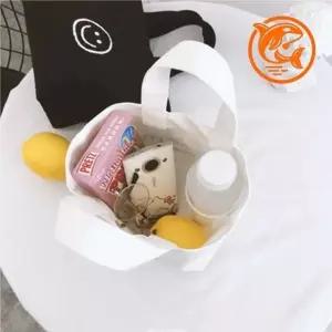 스마일 패턴 미니 캠핑 에코백 간편한 데일리백 심플 토트 가방