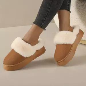 여성 통굽 밴딩 캐주얼 퍼 뮬 슬리퍼 겨울슬리퍼 통굽슬리퍼 패션털슬리퍼