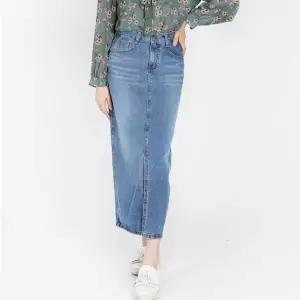 여성 데님 롱 스커트 청치마 앞트임 데일리 패션 웨어 XWY6+7SDn