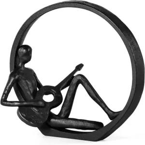 Xruibrave 음악 장식 동상 기타 피규어 음악가 조각품 진열대 홈 데코 음악가를 위한 선물