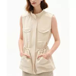 솔저스여성 실크 봄 코트 민소매 린넨 뽕나무 슬림핏 차이나 OPH1