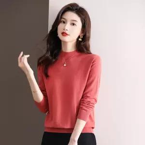 EAMT 여성니트 울 스웨터 반폴라 얇은 솔리드 이너 니트 상의 YJ3