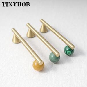 천연 크리스탈 + 황동 가구 핸들 부엌 찬장 서랍 당겨 홈 장식/핑크 캐비닛 하드웨어 장식 손잡이