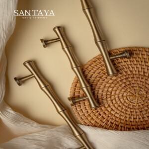 산타야 솔리드 앤틱 황동 손잡이 대나무 주방 캐비닛 옷장 서랍