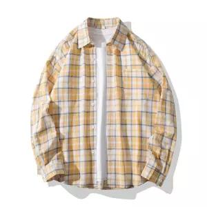 캐주얼 여성셔츠 봄가을 체크 긴팔 셔츠 작고 가벼운 배기 커플 아우터 KS3