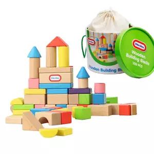 리틀타익스 우든빌딩블럭100pcs  /원목 블록 아이큐