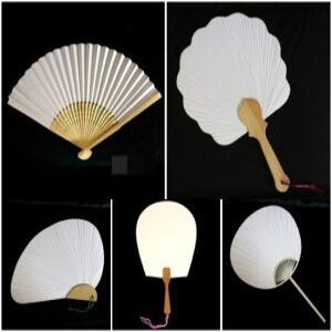 한지부채 합죽선 원형 조개 꽃 평부채