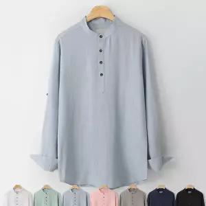 [엠엔씨][MNC] 린넨롤업 반오픈 헨리넥셔츠 (MDLS693TE)