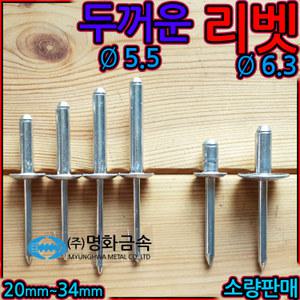 두꺼운 굵은 리벳 리베트 알루미늄 블라인드 리벳못 5.5mm 6.3mm 조립 수리 유로폼