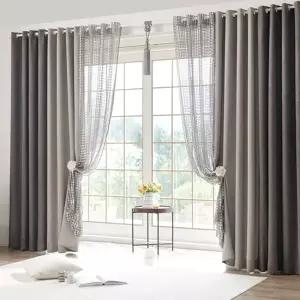 뷰하우스 겐트 아일렛 투톤암막커튼 풀세트 중형