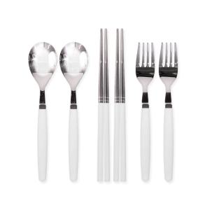 한스푼 포이에마 컬러 아동 수저세트 (숟가락, 2개 + 젓가락, 2개 + 포크, 2개) 화이트(W)