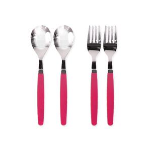 한스푼 포이에마 컬러 아동 수저세트 (숟가락, 2개 + 포크, 2개) 핫핑크(HP)