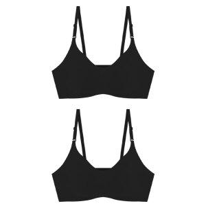 슬림9 노와이어 심리스 편해브라 컴팩트, 블랙, M, 2개